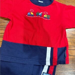 Healthtex Red and Navy Kids' Outfit with Vehicle Design